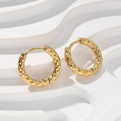 Ion Plating(IP) 304 Stainless Steel Grooved Hoop Earrings