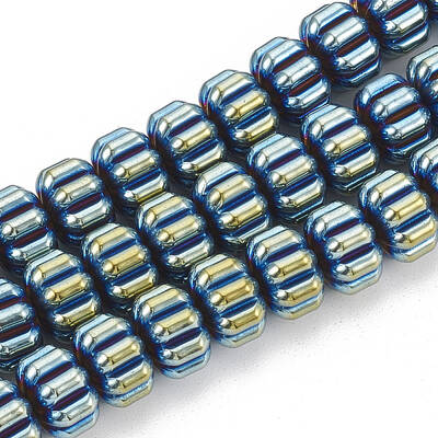 Electroplate Non-magnetic Synthetic Hematite Corrugated Beads Strands