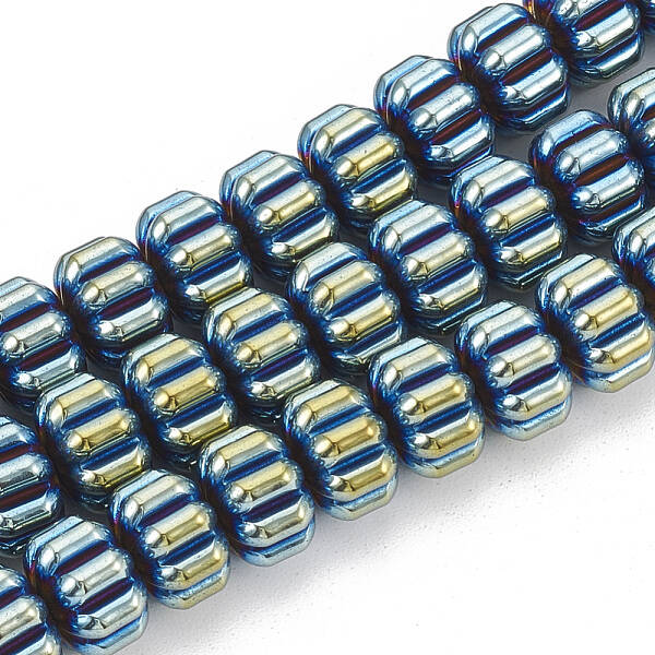 Electroplate Non-magnetic Synthetic Hematite Corrugated Beads Strands