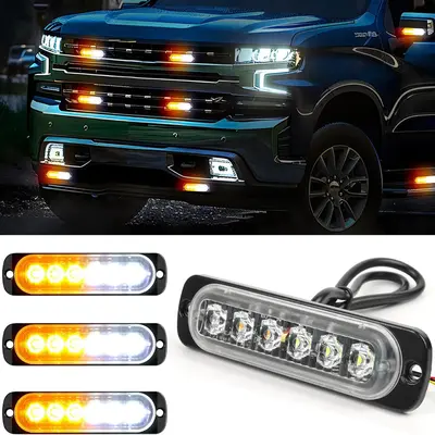 4pc LED Strobe Lights for Trucks, Emergency Vehicles Grill Lights Flashing Construction Beacon Caution Lights for Work Servic...