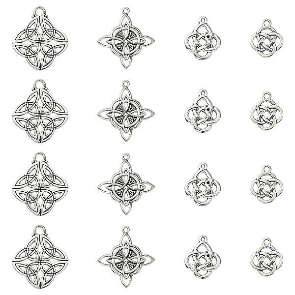 16Pcs 4 Styles Tibetan Style Alloy Pendants