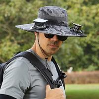 Solar bucket hat charging fan cap summer outdoor visor fishing cap removable hat