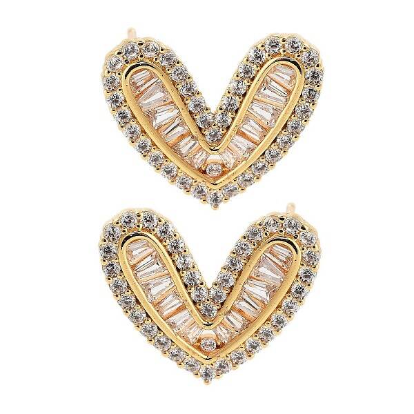Rack Plating Heart Brass Stud Earrings