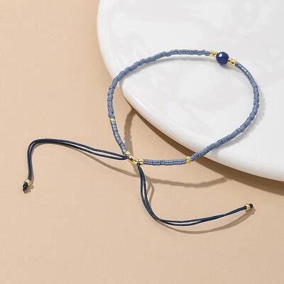 Adjustable Natural Lapis Lazuli Braided Bead Bracelets