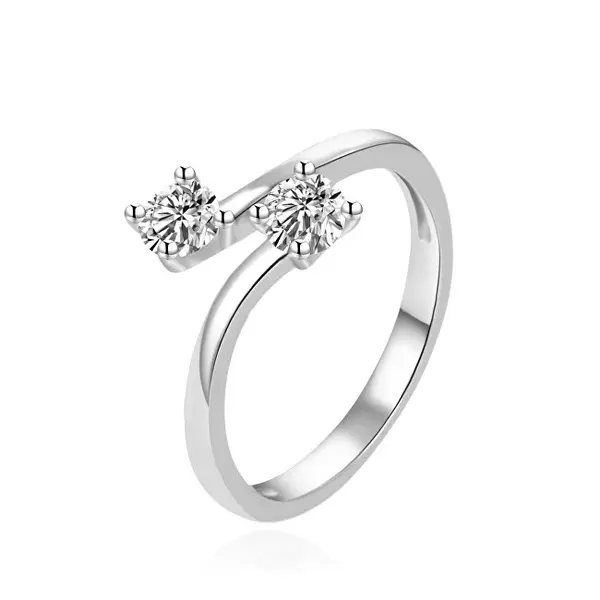 Agato Open silver ring with zirconia AGT-R12W42-52 - Circuit: 57 mm