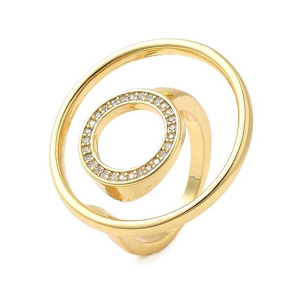 Ring Brass Micro Pave Clear Cubic Zirconia Open Cuff Rings for Women