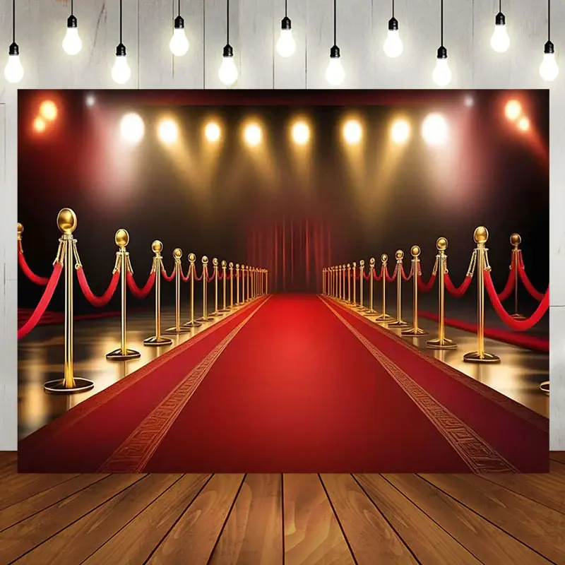Aperturee Luxury Red Carpet Spotlight Birthday Party Backdrop | Name Backdrop For Birthday | Happy Birthday Backdrop | Custom...