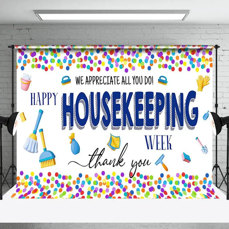 Colorful Dots Thank You Housekeeping Week Backdrop