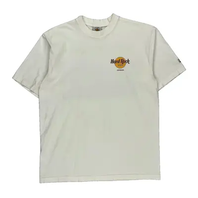 London Hard Rock Cafe Graphic T-Shirt - Large White Cotton
