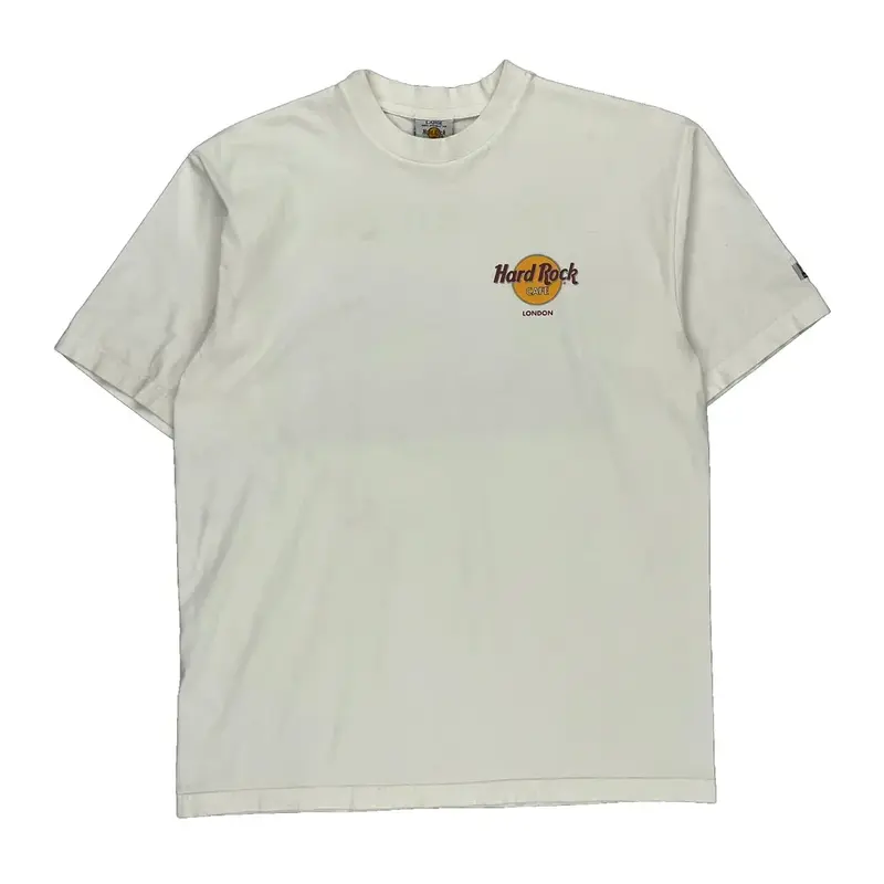 London Hard Rock Cafe Graphic T-Shirt - Large White Cotton