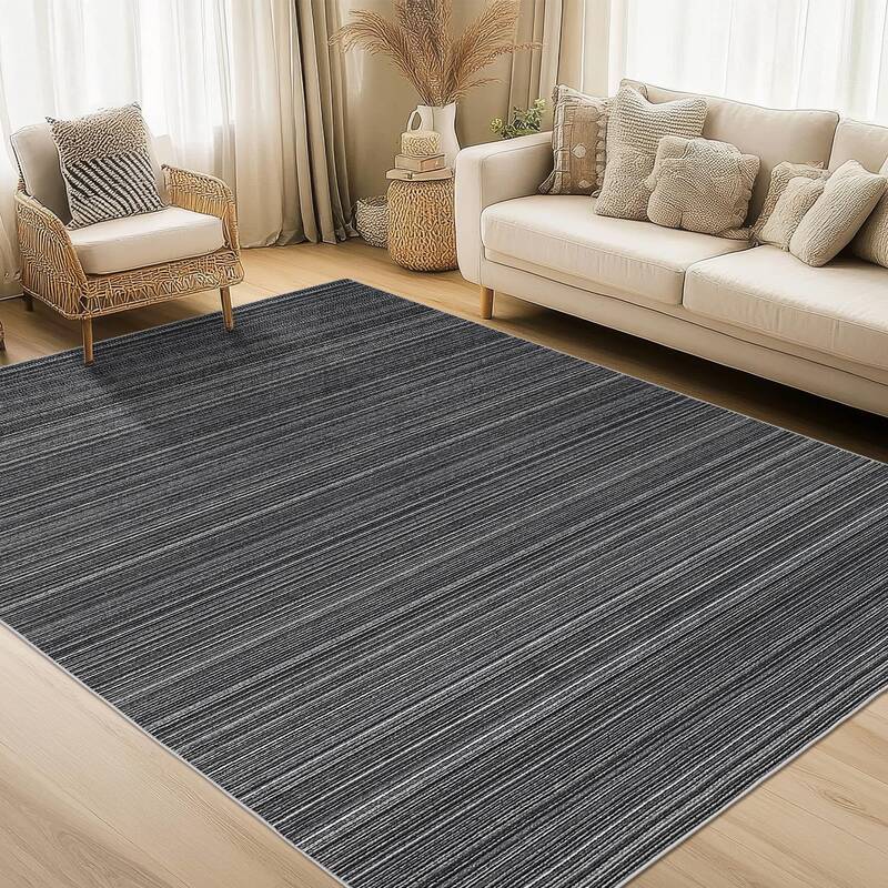 Garvee Extra Large Area Rug 10x13 Modern Stripe Non-Slip Foldable Polyester Soft Low Pile Washable for Living Room Office