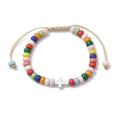 Colorful Rondelle Acrylic Braided Bead Bracelets