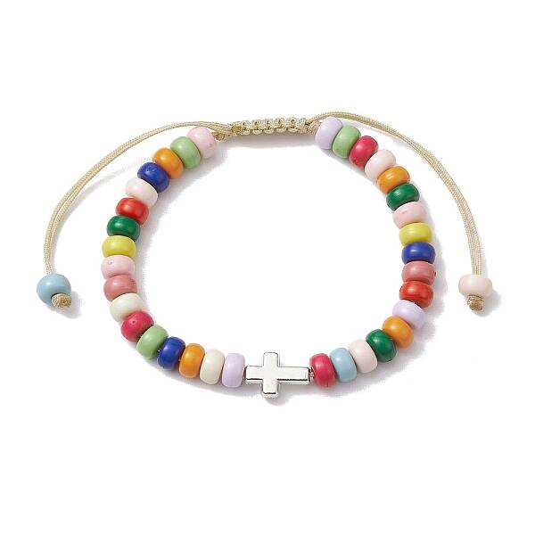 Colorful Rondelle Acrylic Braided Bead Bracelets