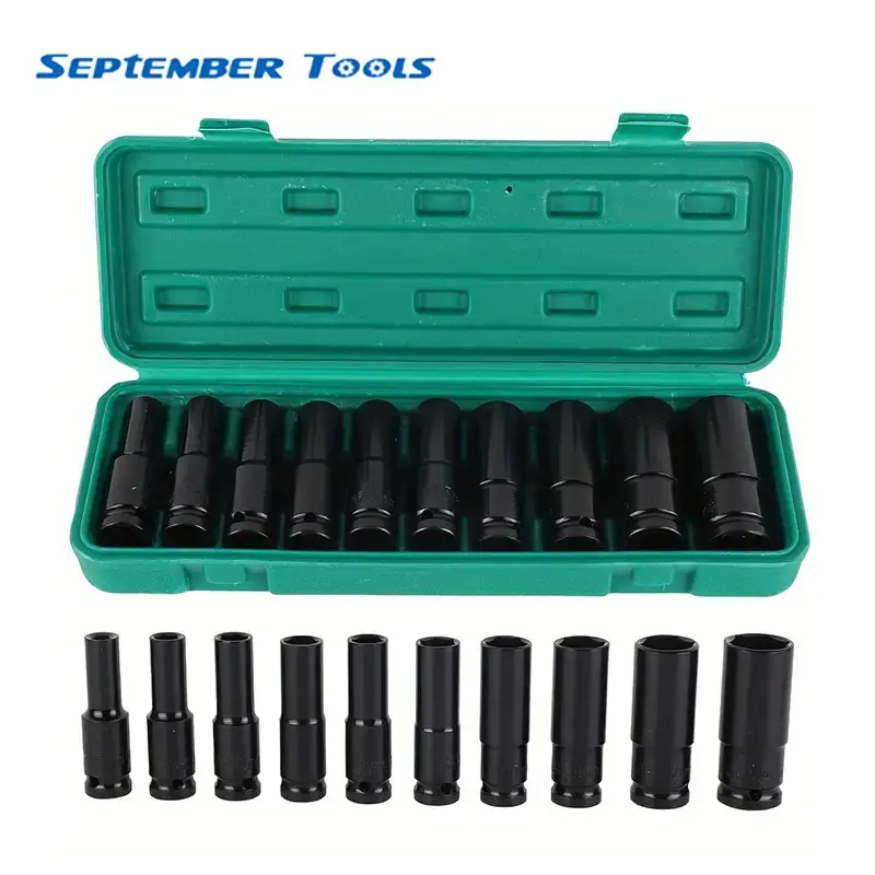 1/2 Drive Metric Deep Impact Socket Set Pneumatic Wrench Head Tire Removal Tool Socket Head Kit Hex Socket 8-24 mm Hand Too...