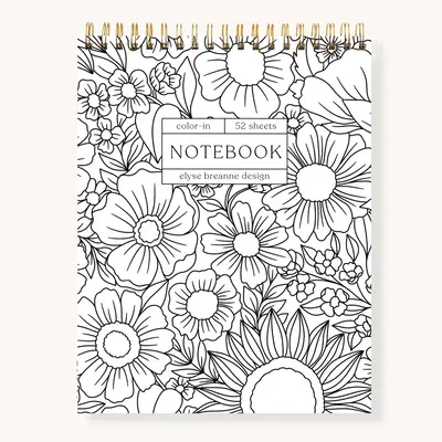 Color-In Notebook - 52 Sheets - Top-Bound Spiral with Flip Over Notepad and Coloring Page Border