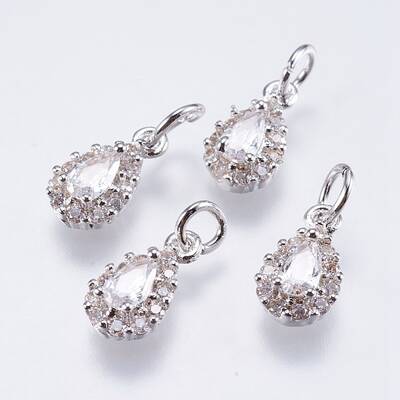 Brass Micro Pave Cubic Zirconia Charms