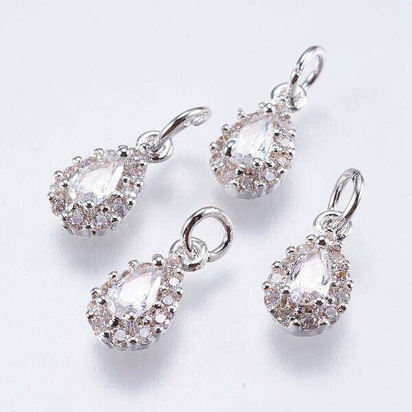 Brass Micro Pave Cubic Zirconia Charms