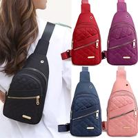 Solid Color Quilted Design Fanny Pack,Casual Large Capacity Zipper Chest Belt Chest bag with Matching Multiple Pockets for Da...