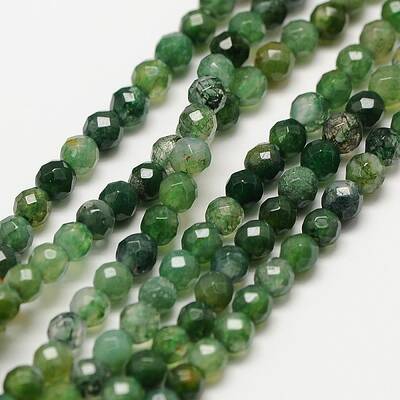 Natural Moss Agate Beads Strands