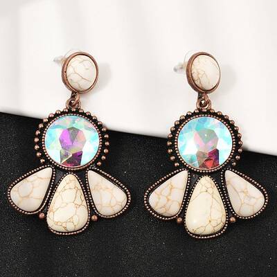 Alloy Synthetic Turquoise Dangle Stud Earrings