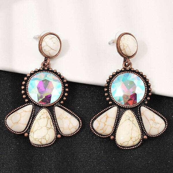 Alloy Synthetic Turquoise Dangle Stud Earrings