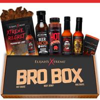 Elijah's Xtreme Bro Box Hot Sauce Gift Set - Ultimate Snack & Hot Sauce Variety Pack with Beef Jerky, BBQ Sauce, and Two Hot ...