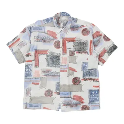 Get It All Patterned Shirt - XL Blue Cotton Blend