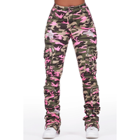 Alisson Green/Pink Camo Cargo Super Stacked Jean
