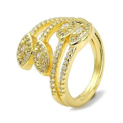 Brass with Cubic Zirconia Open Cuff Ring