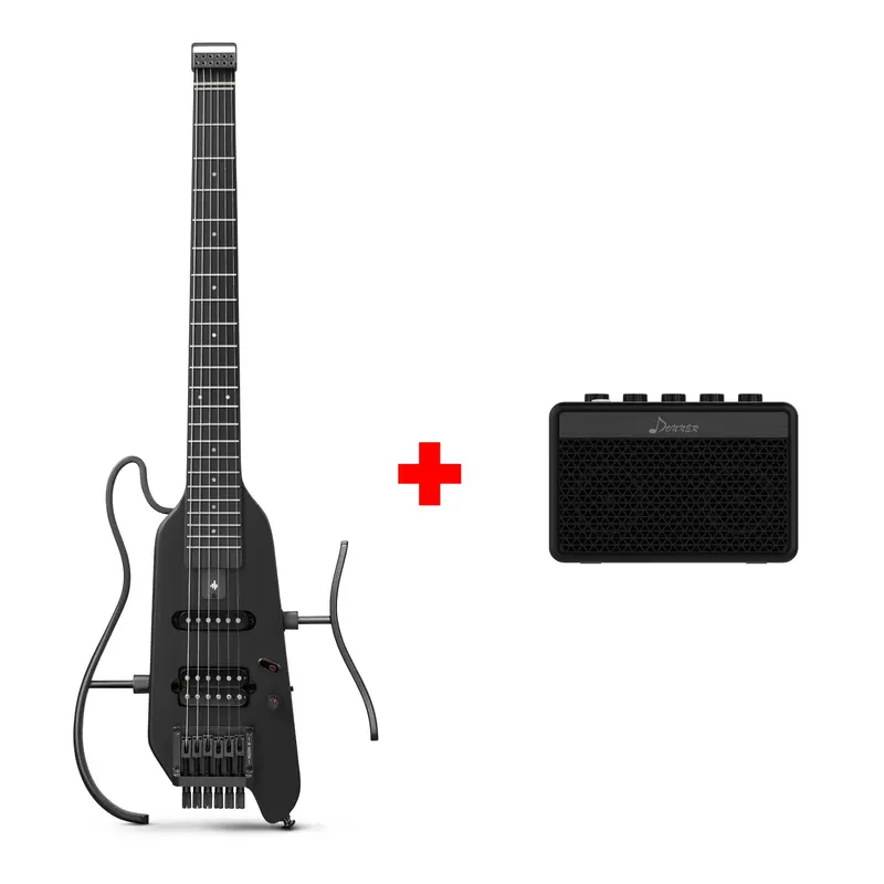 Donner HUSH™ X Electric Guitar - Black / Guitar+5W Amplifier