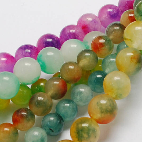 Two Tone Natural White Jade Bead Strands