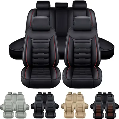 For Toyota Tacoma Car Seat Cover For Five Seats All-Season PU Leather Anti-Scratch Front Rear Seat Protector Mat Full Set,Aut...