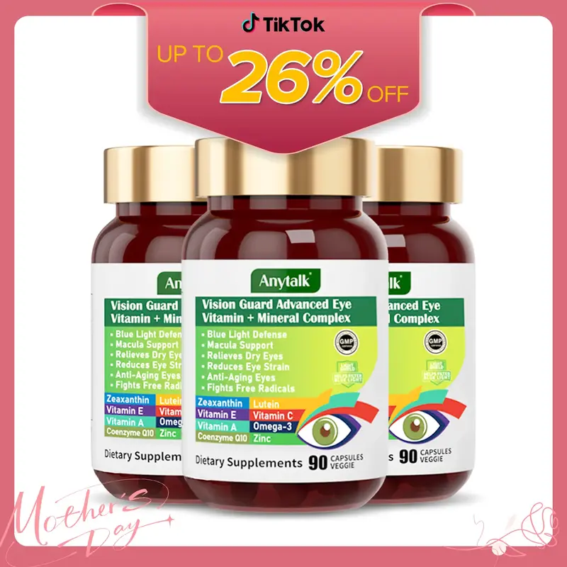 Anytalk-Eye Area Vitamins Supplement,Eye Protection, Contains Zeaxanthin and Lutein | Non-GMO | 90 CAPSULESVEGGIE Dietary Edi...