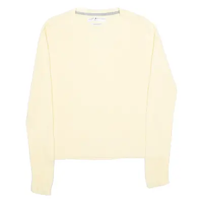 TOMMY HILFIGER Womens Jumper Yellow V-Neck Tight Knit S