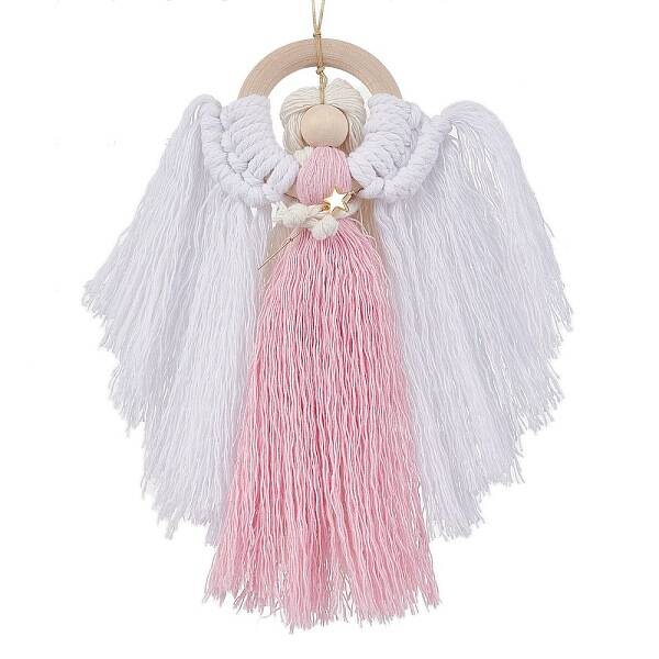 Angel Wood & Cotton Threads Pendant Decoration