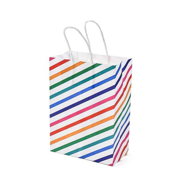 Stripe Print Paper Packing Tote Bags