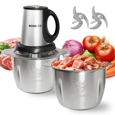 MONMECD Baby Food Processor & Meat Grinder-2 Safe Blades & 1 Bowls, PureCopper Motor for Homemade Puree/Nuts/MeatBPA-Free & Q...