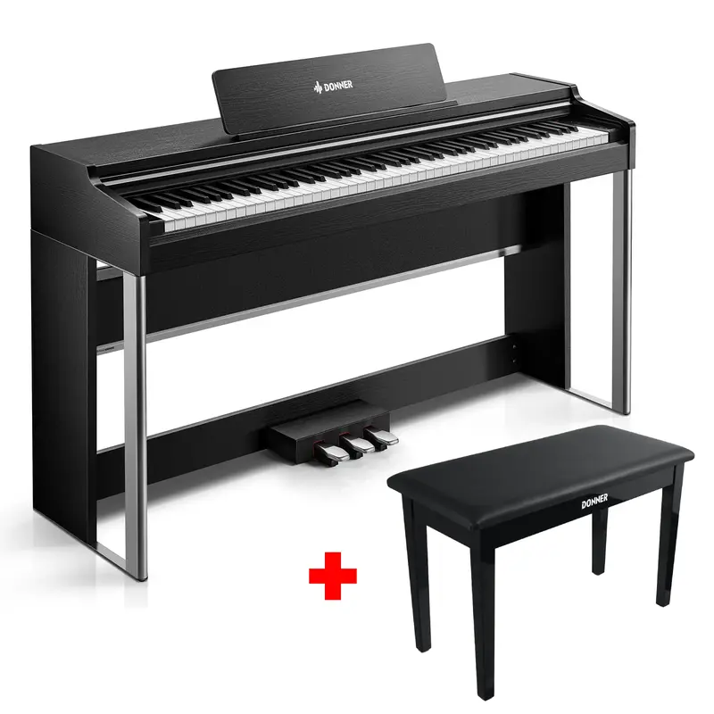 Donner DDP-200PRO Digital Piano with Touchscreen - Black / Piano+Two-seater Bench
