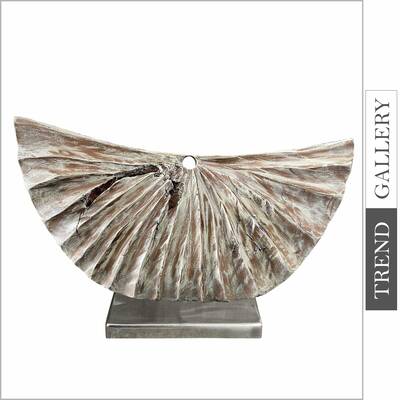 Wood Semicircle Abstract Whitewashed Table Figurine Original Desktop Art for Home Decor | ARROW 19.7"x12"