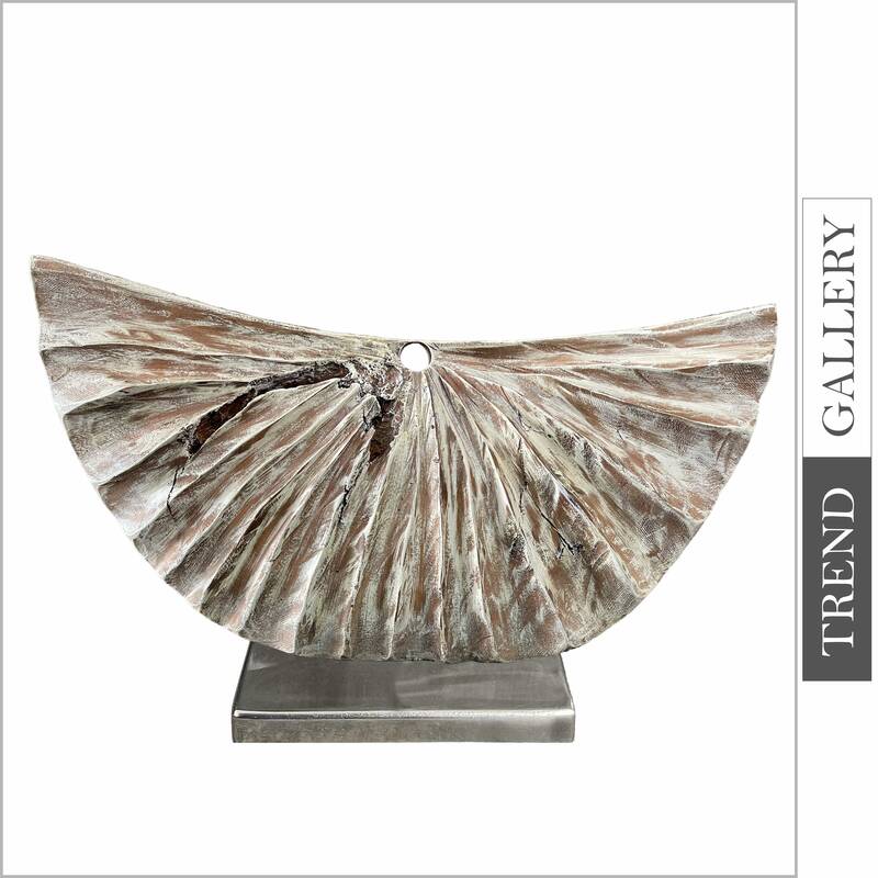 Wood Semicircle Abstract Whitewashed Table Figurine Original Desktop Art for Home Decor | ARROW 19.7"x12"