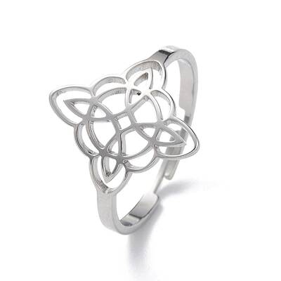 Non-Tarnish Sailor's Knot 304 Stainless Steel Hollow Adjustable Ring for Women