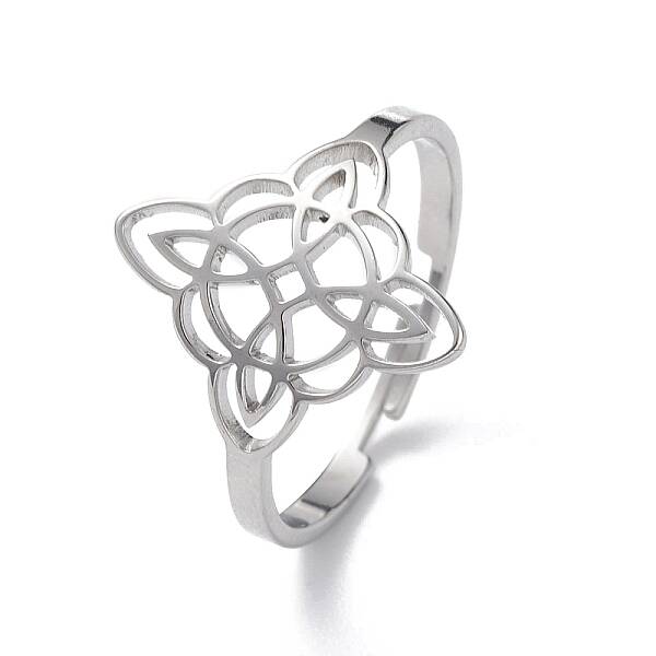 Non-Tarnish Sailor's Knot 304 Stainless Steel Hollow Adjustable Ring for Women