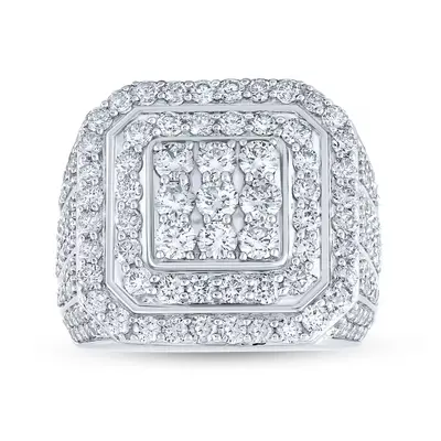 10K White Gold 5 CT.T.W. Round Lab Created Diamond Custom Wedding Ring for Men D-VVS1 3EX IGI Certified