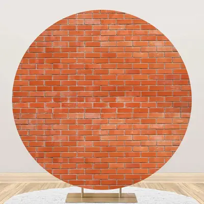 Round Classic Red Brick Wall Backdrop For Birthday - Aperturee