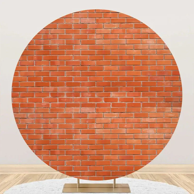 Round Classic Red Brick Wall Backdrop For Birthday - Aperturee