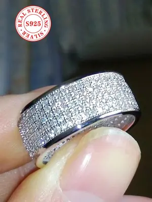 S925 Sterling Silver Fashionable Rhinestone Decorated Ring, Luxury Jewelry for Women, Trendy All-match & Exquisite Jewelry fo...