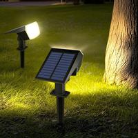 Solar Powered Outdoor LED Spot Light, Waterproof LED Light, Ground/Wall Mount Garden/Path/Decor Lamp, Outdoor Lighting for Ga...