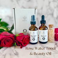 PÀTIA All Natural Organic Rose Water Toner & Beauty Oil Serums 2fl OZ Liquid Dual Set Vegan Non GMO - Skincare Comfort