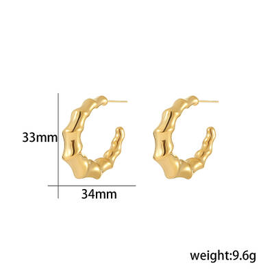 Stylish Stainless Steel C-Shaped Stud Earrings