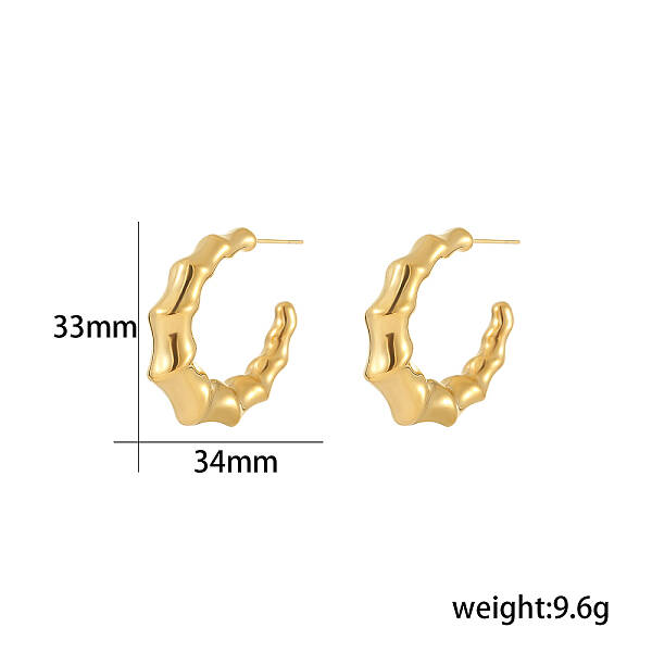 Stylish Stainless Steel C-Shaped Stud Earrings